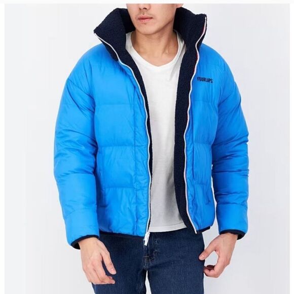 NWT Fourlaps Polar Quilted Sherpa Jacket NAVY/CORNFLOWER - Picture 2 of 9